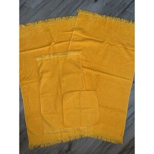 Vintage Royal Family By Cannon Orange Diamond Pattern Bath Towel Set Of 4